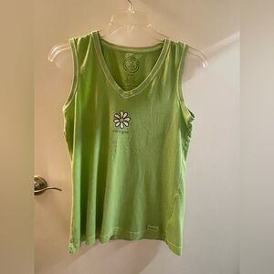 Life Is Good Lime Green V‑Neck Daisy Tank / Medium